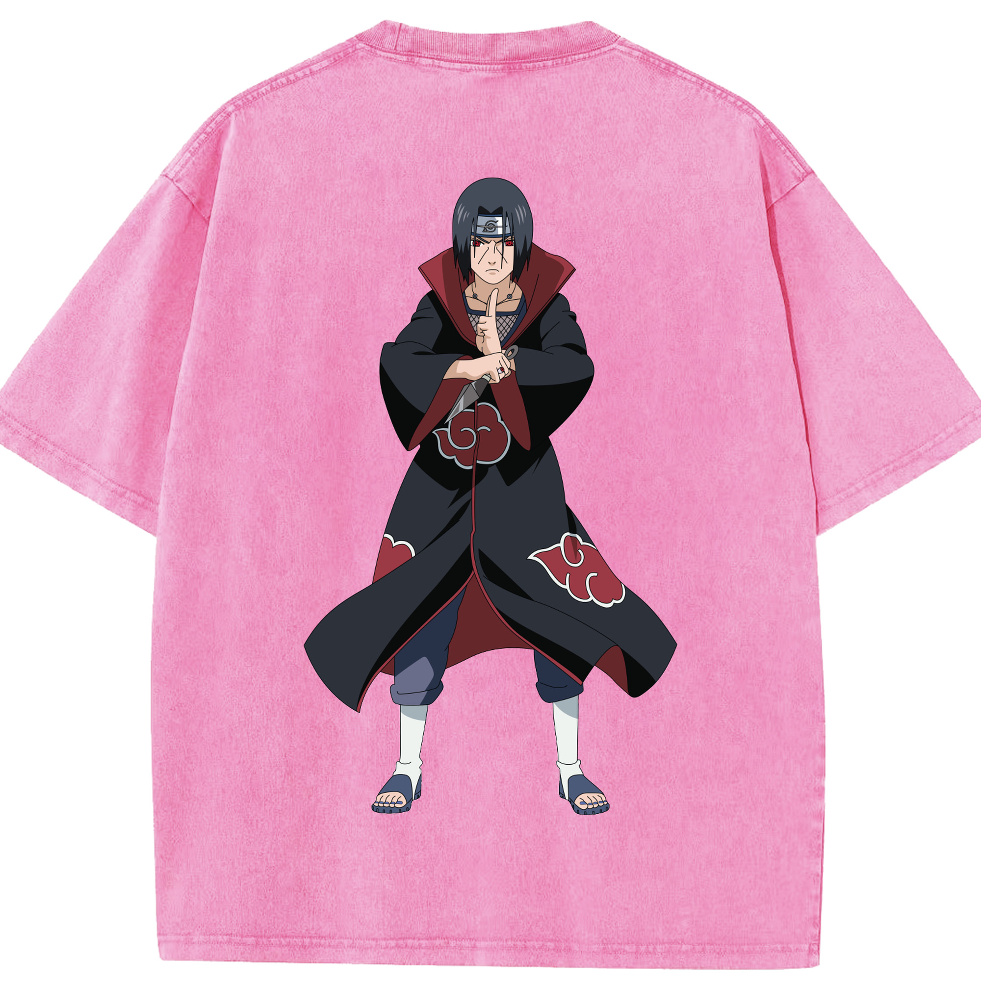 （画像用） NARUTO -ナルト- うちは イタチ Uchiha Itachi 綿100% ヴィンテージ風 半袖Tシャツ（背面プリント）